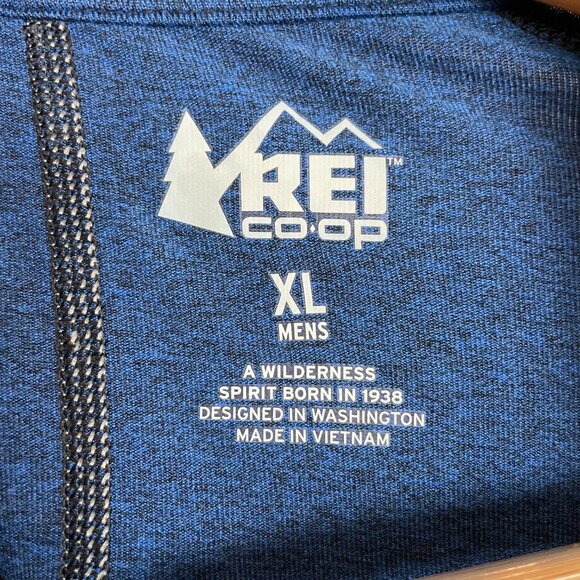 REI Quarter Zip Top Blue Men Size XL Shirt Stretch Knit Blue Pullover Hiking - Picture 3 of 10